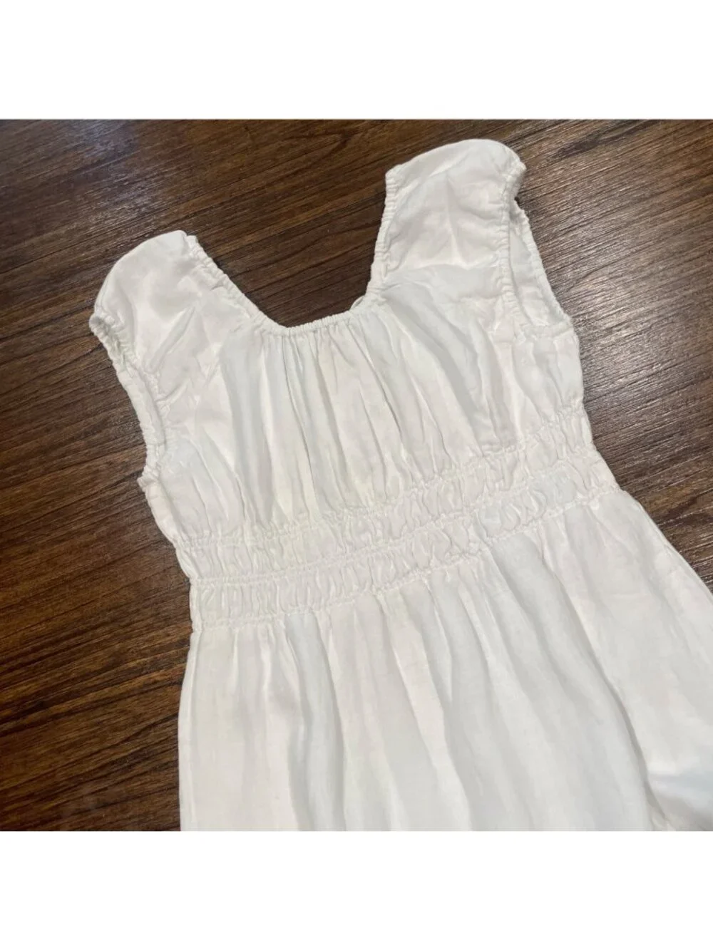 NWT J.Crew Linen Midi Dress Sz S White Cap-Sleeve Summer Beach Vacation Coastal